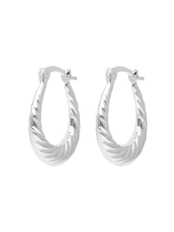 William May Sterling Silver Oval Wave Twist Creole Earrings