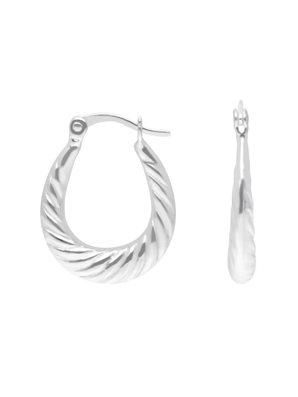 William May Sterling Silver Oval Wave Twist Creole Earrings, view 2