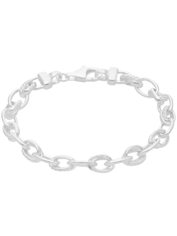 William May Sterling Silver Pattern Polish Double Link Belcher Bracelet
