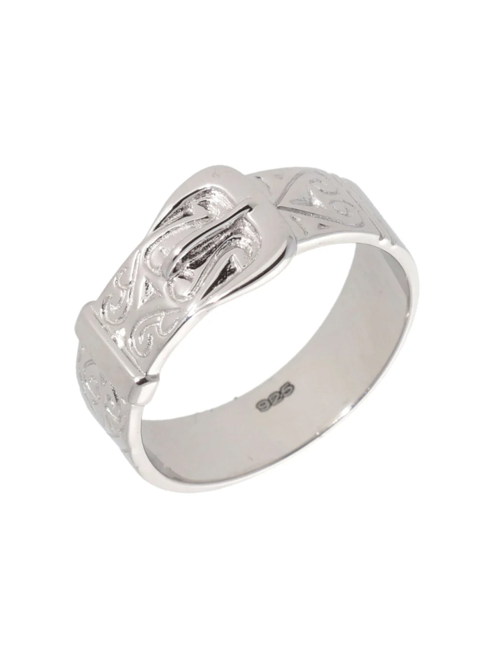 William May Sterling Silver Patterned Buckle Ring