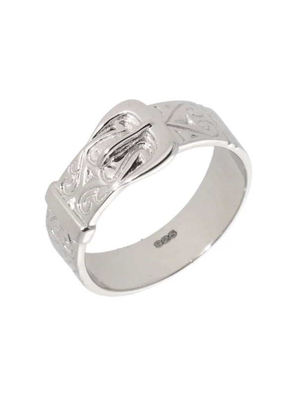William May Sterling Silver Patterned Buckle Ring