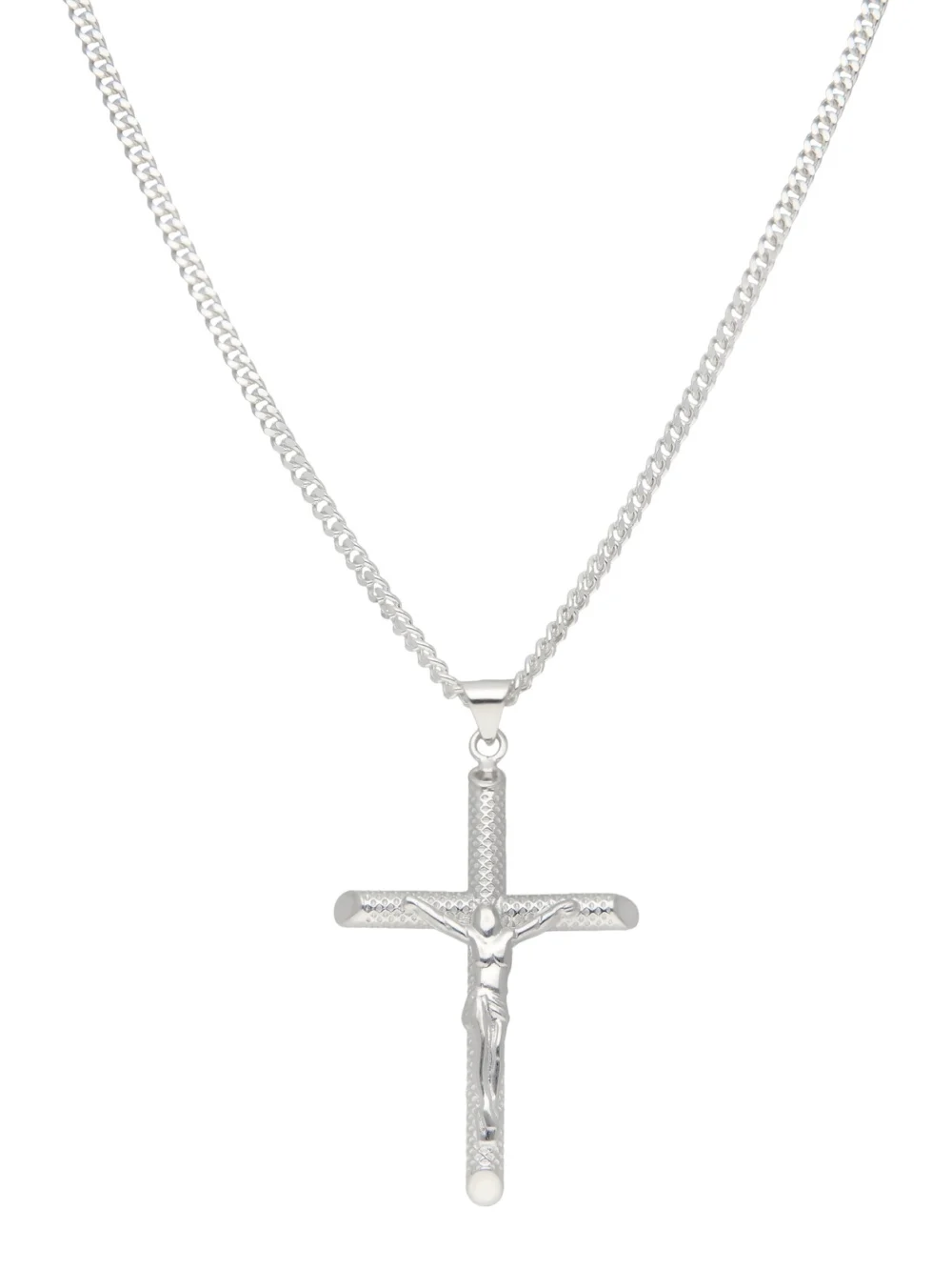 William May Sterling Silver Patterned Crucifix & 22" Chain Necklace