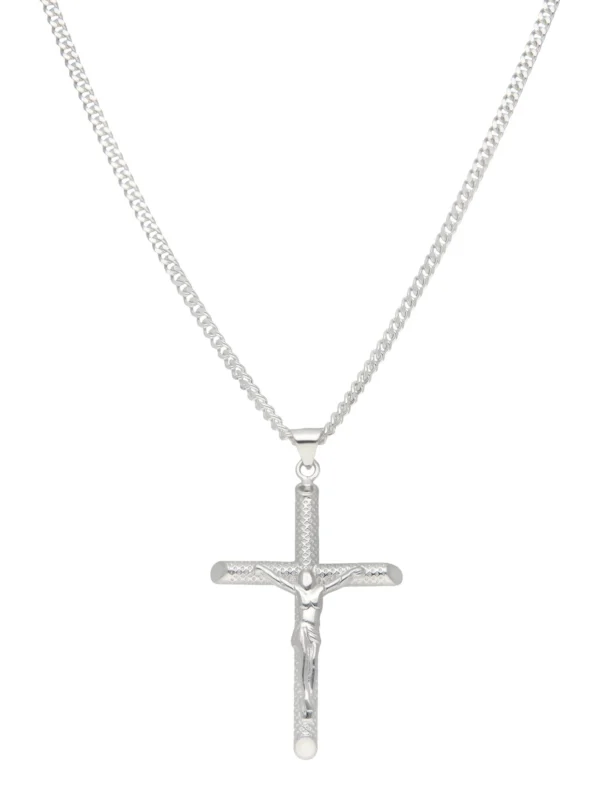 William May Sterling Silver Patterned Crucifix & 22" Chain Necklace