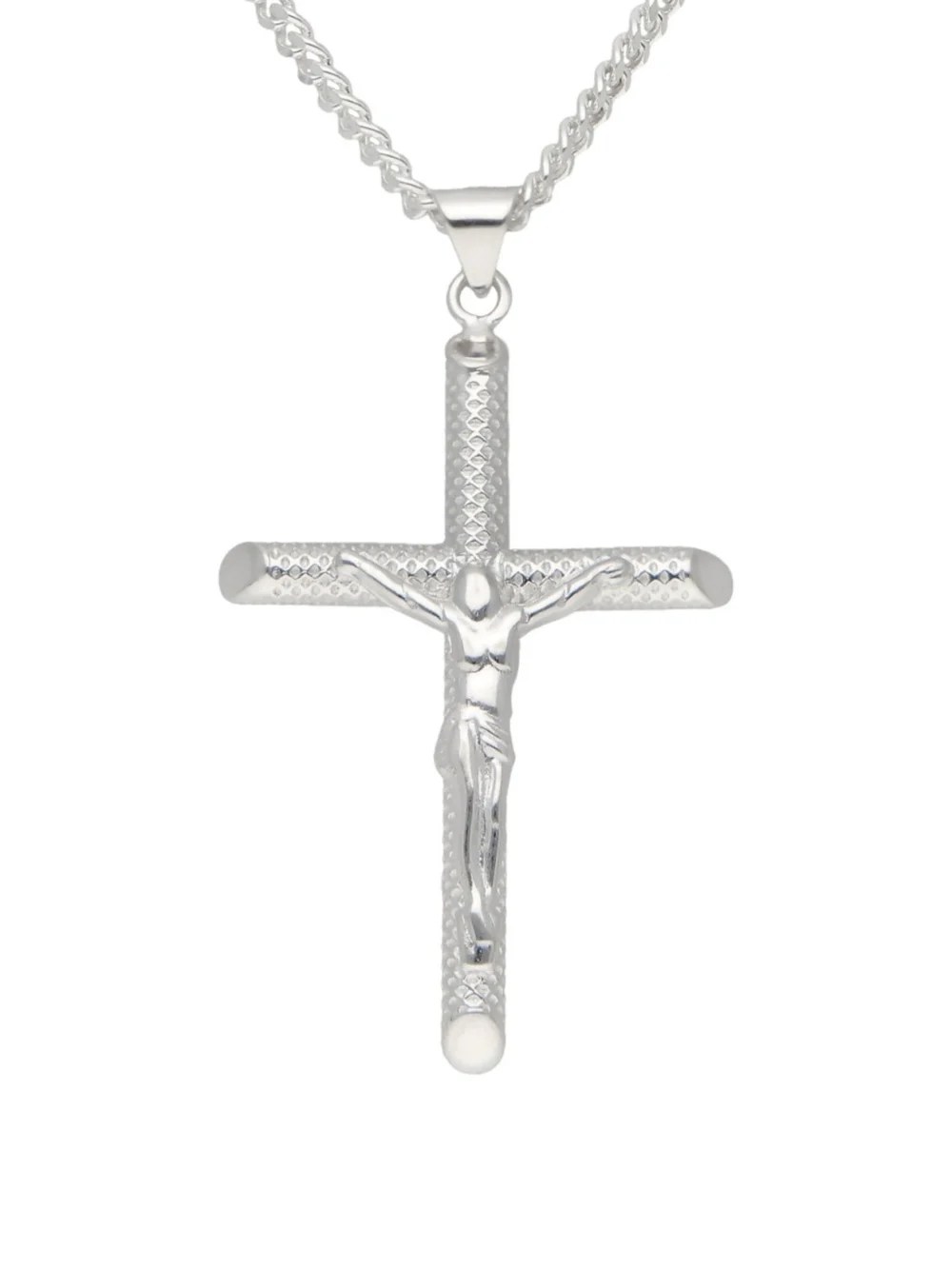 William May Sterling Silver Patterned Crucifix & 22" Chain Necklace, view 3