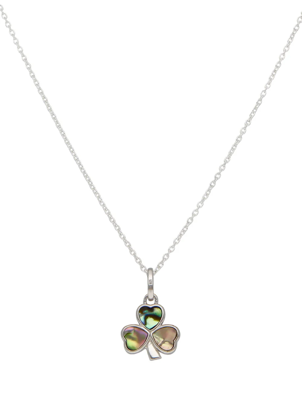 William May Sterling Silver Paua Shell Shamrock Clover Pendant Necklace