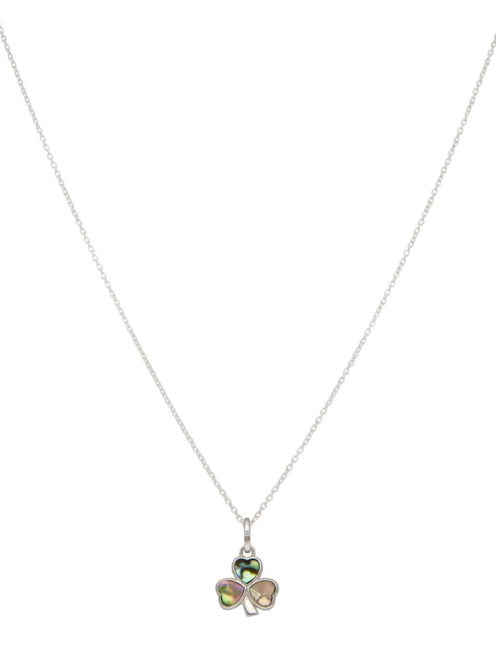 William May Sterling Silver Paua Shell Shamrock Clover Pendant Necklace, view 2