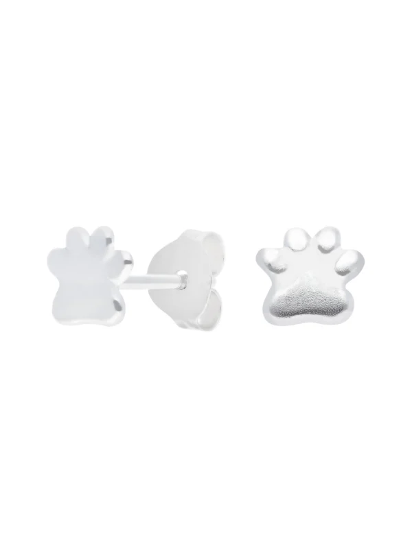 William May Sterling Silver Paw Print Stud Earrings
