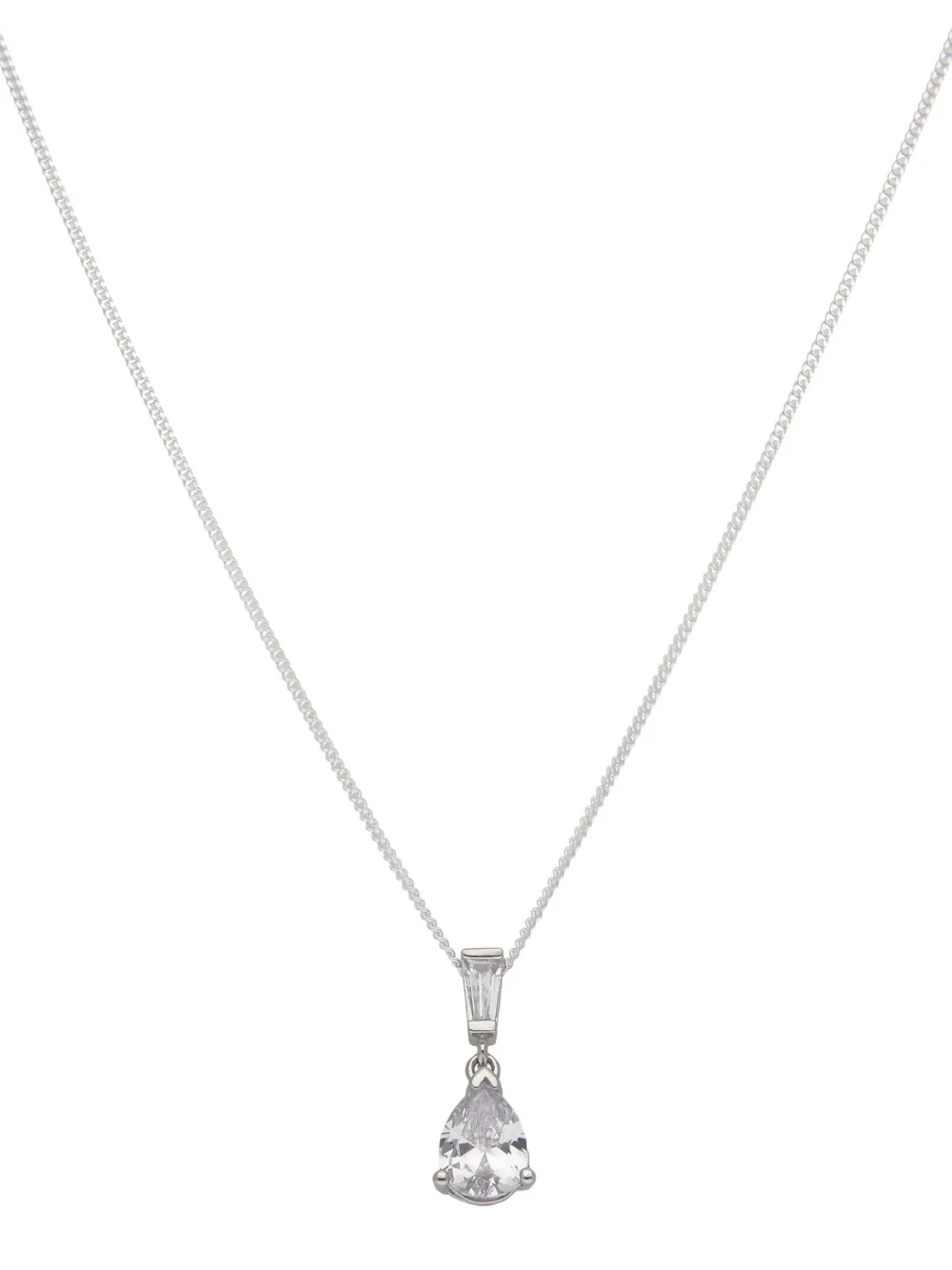 William May Sterling Silver Pear Shaped Cubic Zirconia 18" Necklace
