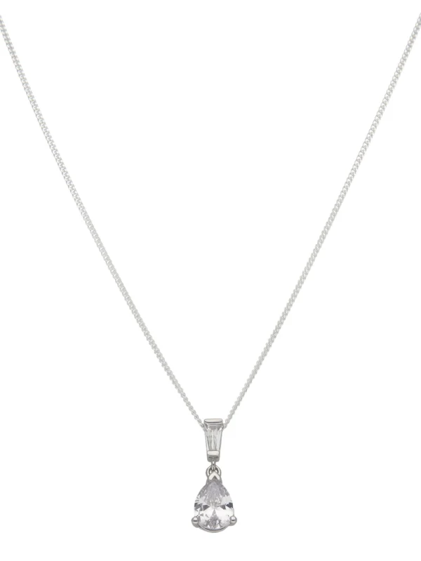 William May Sterling Silver Pear Shaped Cubic Zirconia 18" Necklace