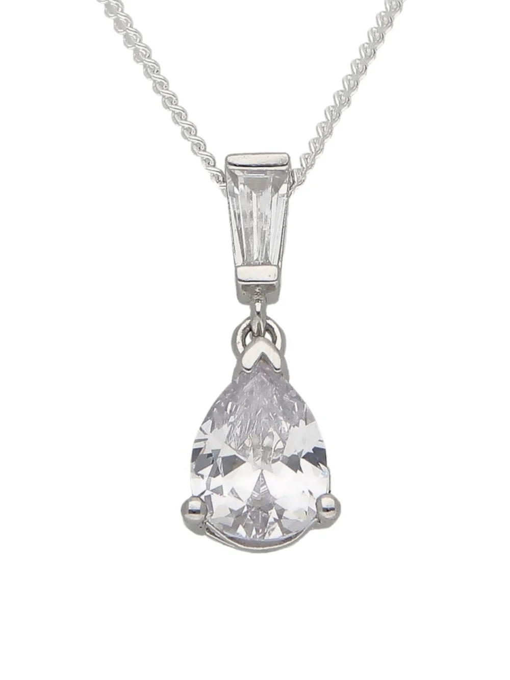 William May Sterling Silver Pear Shaped Cubic Zirconia 18" Necklace, view 2