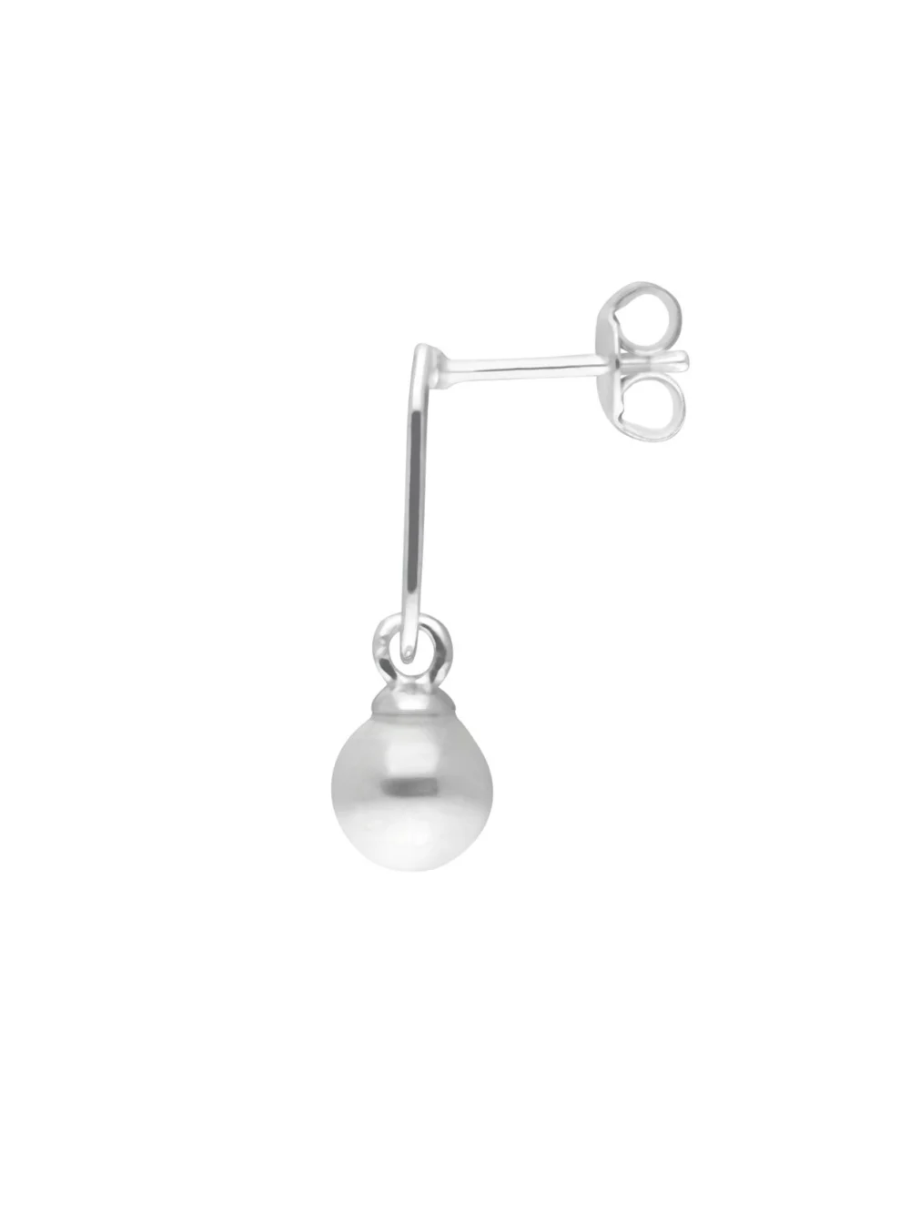 William May Sterling Silver Pearl Drop Paperclip Link Stud Earrings, view 2
