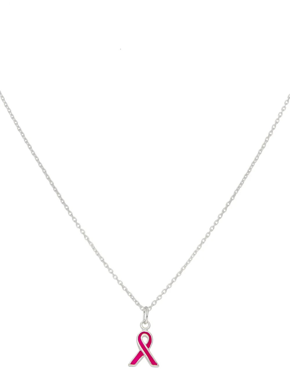 William May Sterling Silver Pink Ribbon Pendant & Chain Necklace