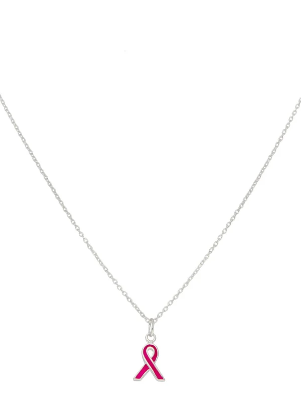 William May Sterling Silver Pink Ribbon Pendant & Chain Necklace