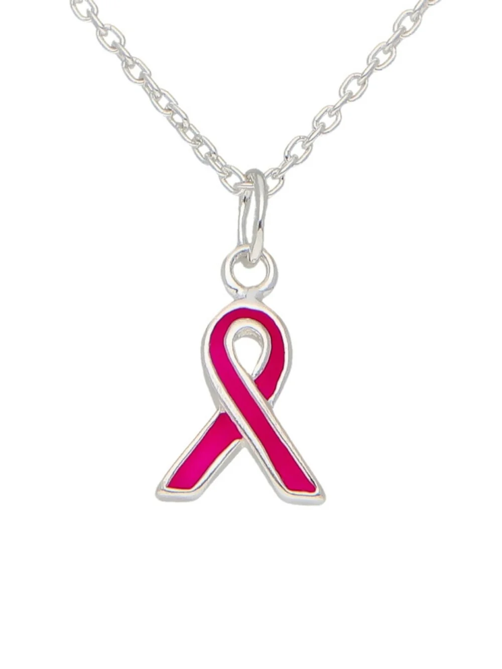 William May Sterling Silver Pink Ribbon Pendant & Chain Necklace, view 2