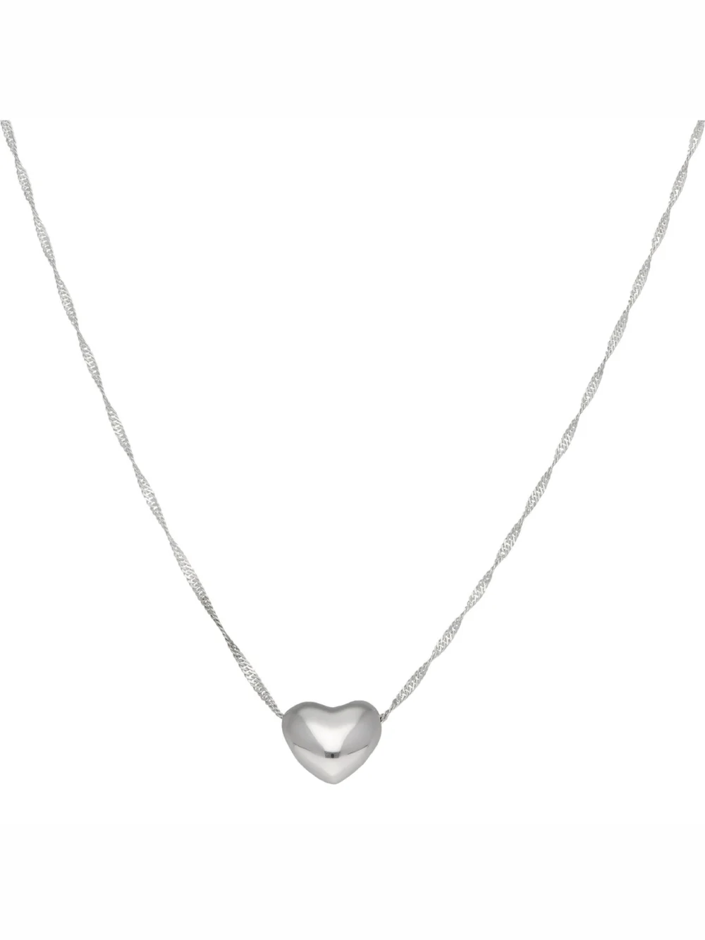 William May Sterling Silver Polished Heart Slider & Twist Chain Necklace