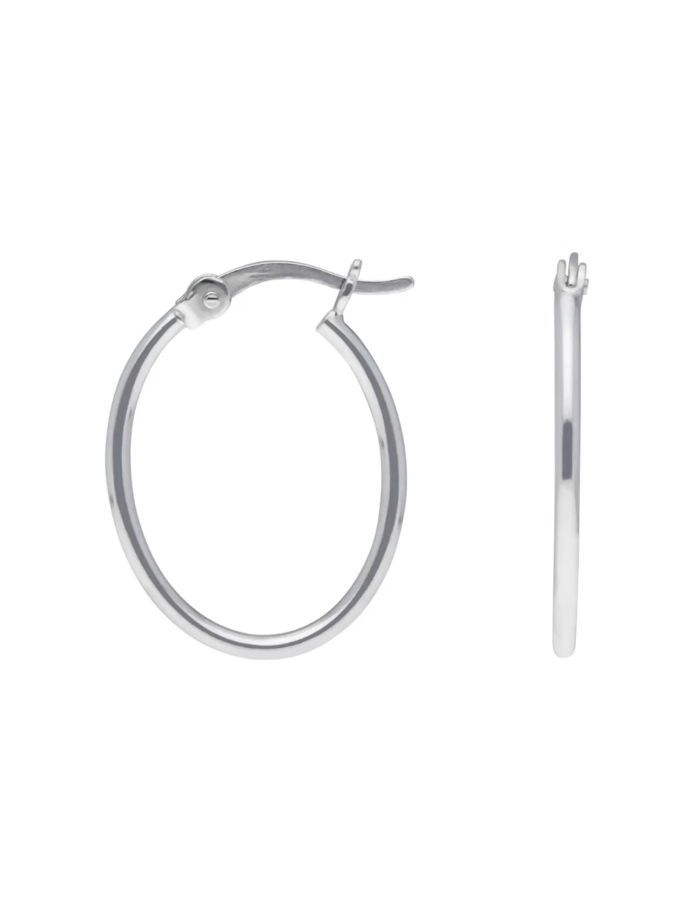 William May Sterling Silver Polished Oval Hoop Creole Earrings, view 2