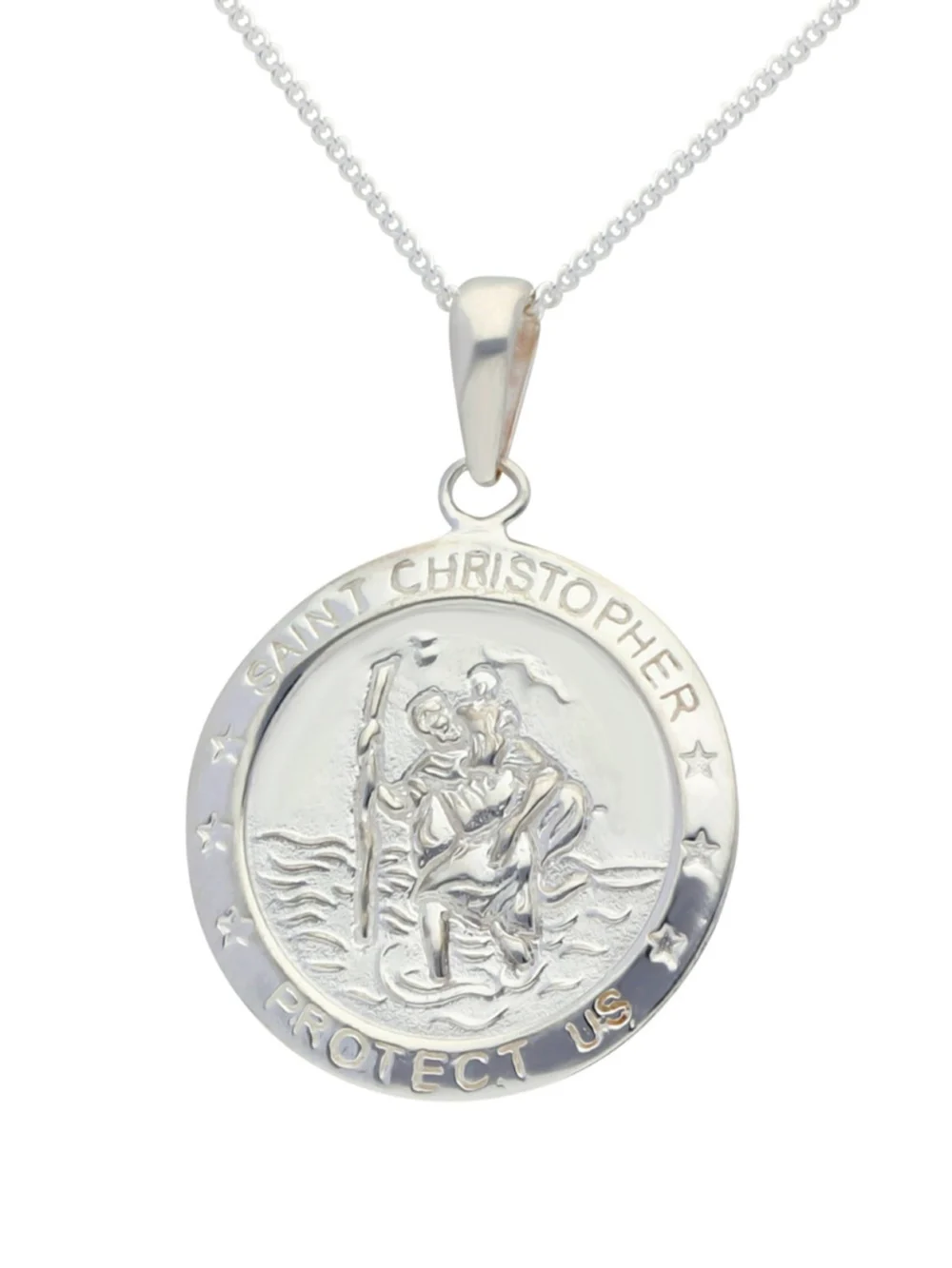 William May Sterling Silver Protect Us St Chistopher Pendant & Necklace