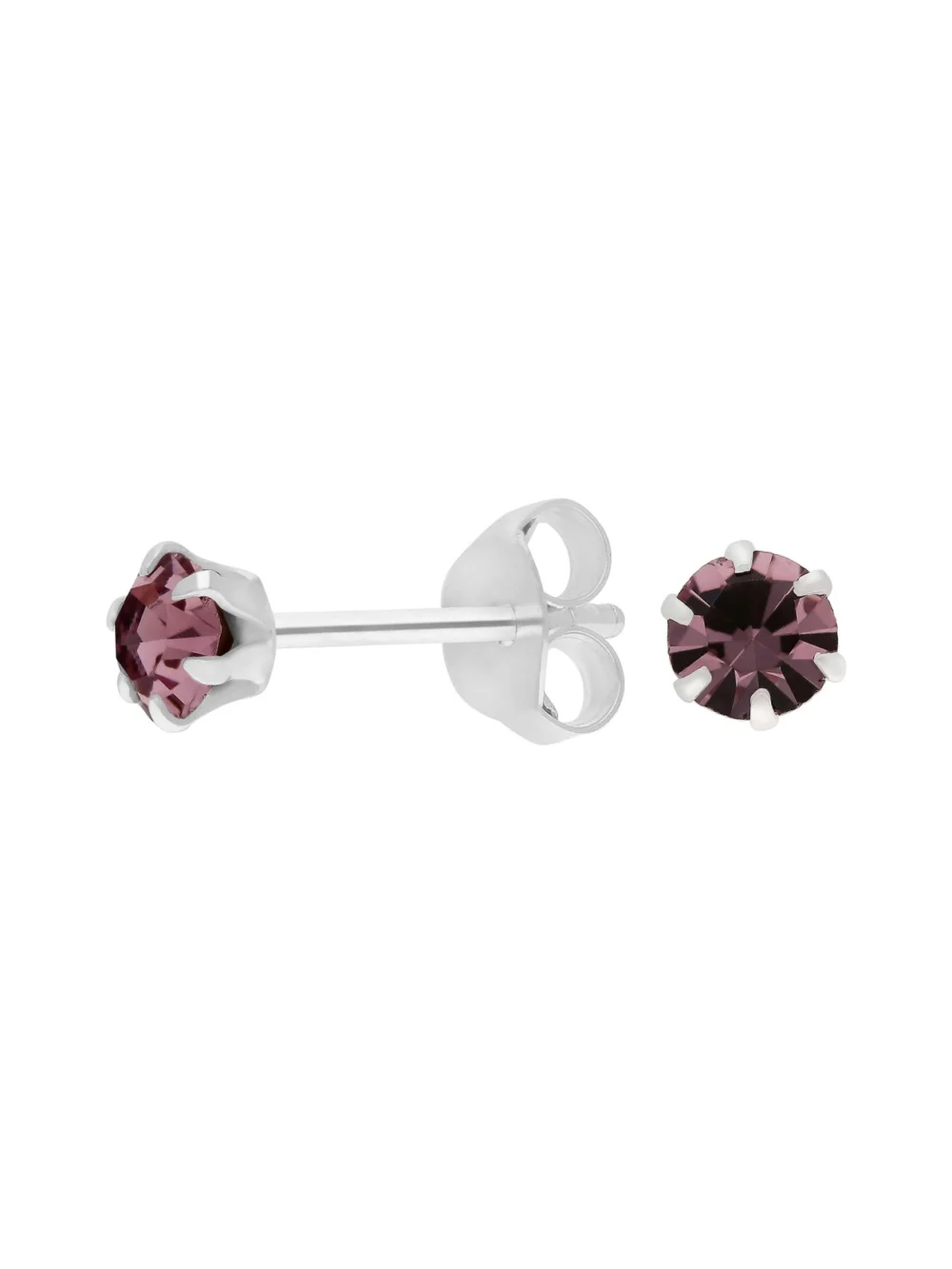 William May Sterling Silver Purple Crystal Stud Earrings