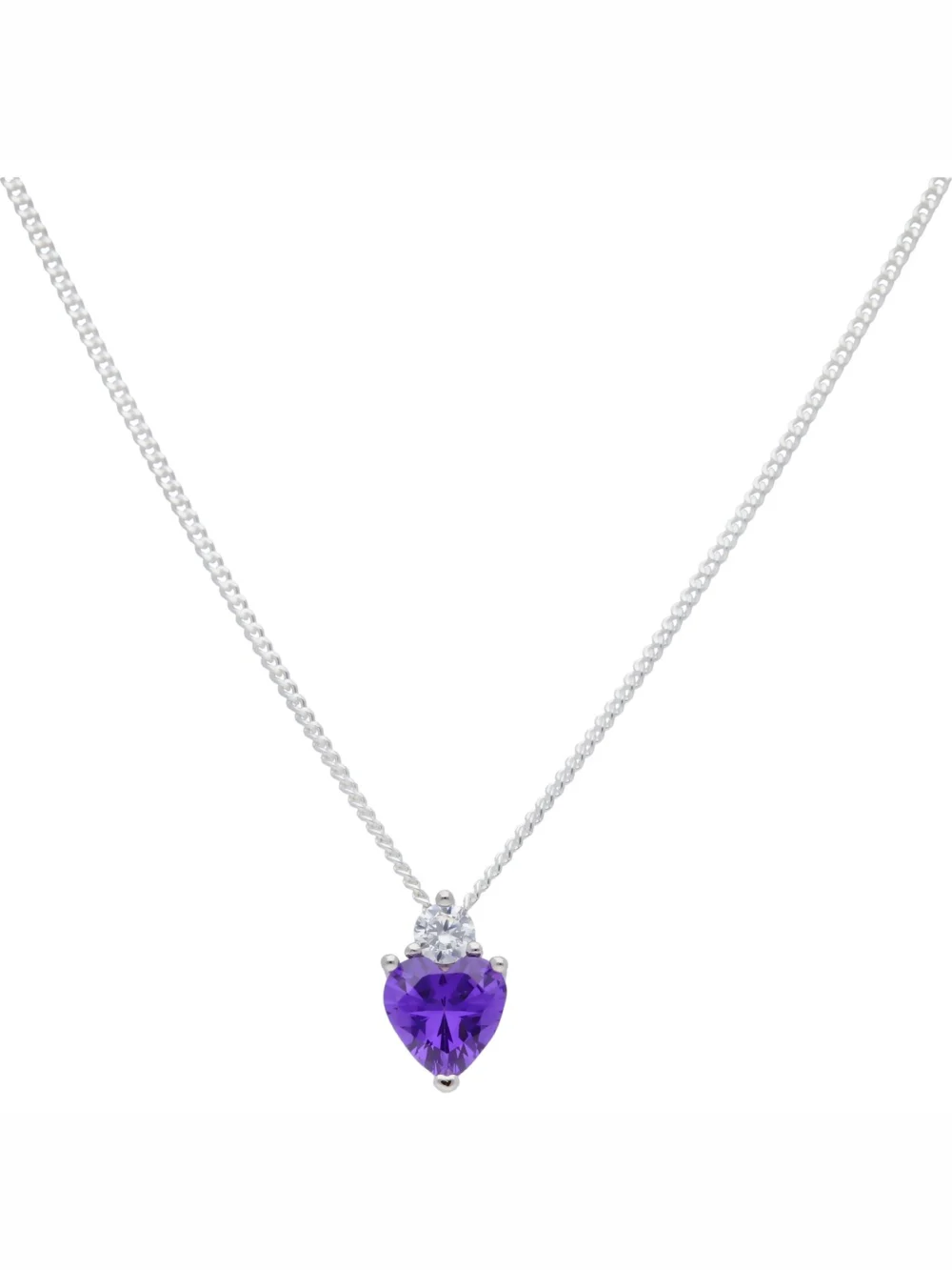 William May Sterling Silver Purple Cubic Zirconia Heart & 18" Necklace, view 2