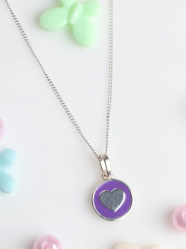 William May Sterling Silver Purple Heart Pendant & 16" Chain Necklace