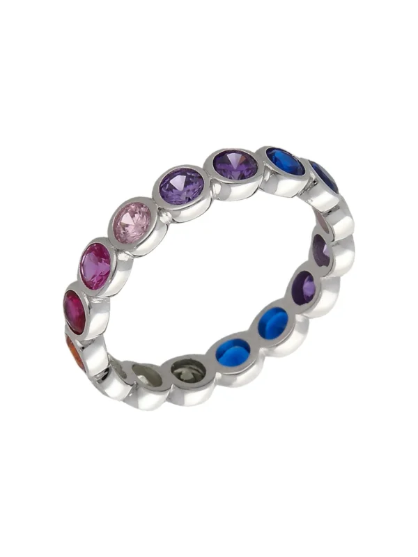William May Sterling Silver Rainbow Cubic Zirconia Full Band Ring