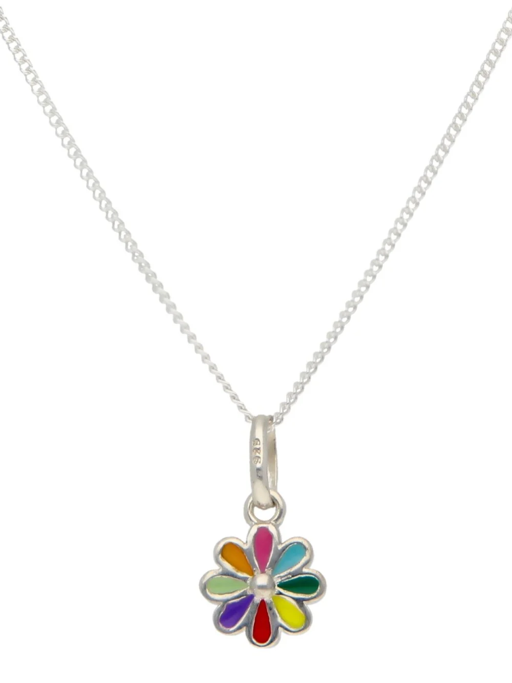 William May Sterling Silver Rainbow Flower Pendant & 14" Chain Necklace, view 3