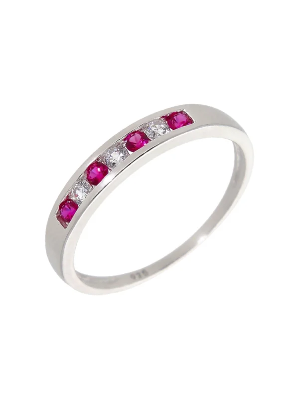 William May Sterling Silver Red & White Cubic Zirconia Eternity Ring
