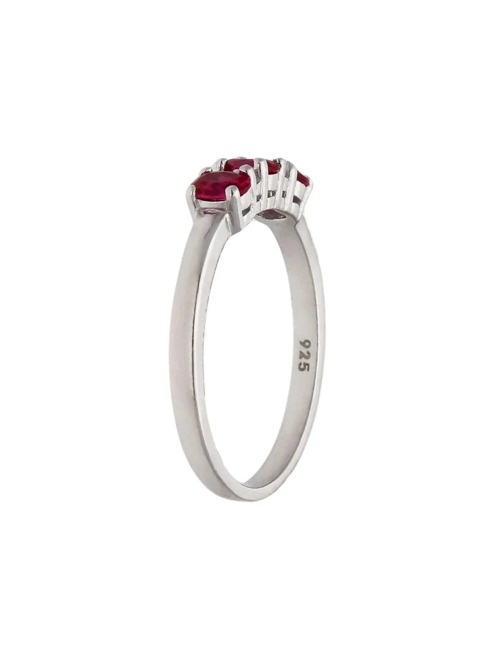 William May Sterling Silver Red & White Cubic Zirconia Trilogy Ring, view 2
