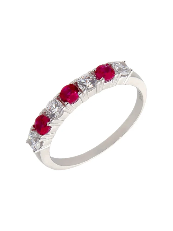 William May Sterling Silver Red Cubic Zirconia Eternity Style Ring