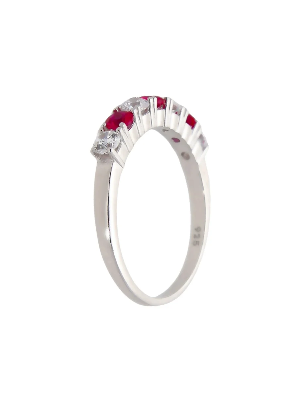 William May Sterling Silver Red Cubic Zirconia Eternity Style Ring, view 2