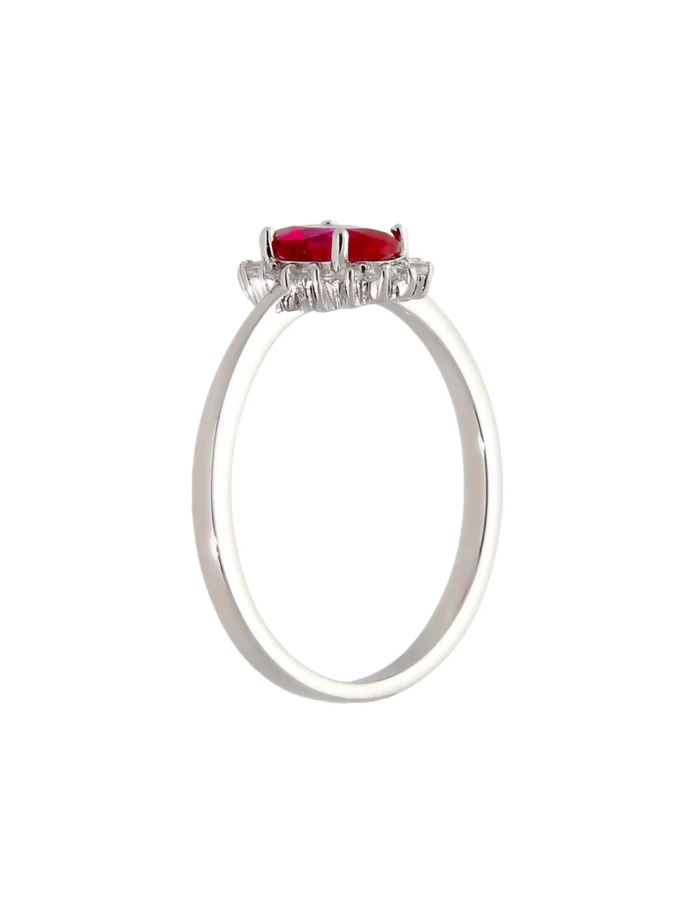 William May Sterling Silver Red Cubic Zirconia Oval Cluster Ring, view 2