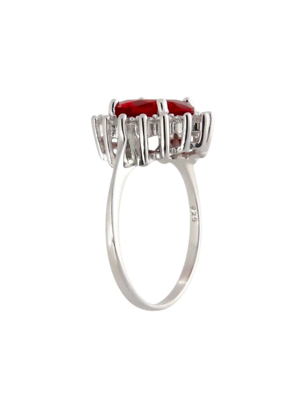 William May Sterling Silver Red Cubic Zirconia Oval Cluster Ring, view 2