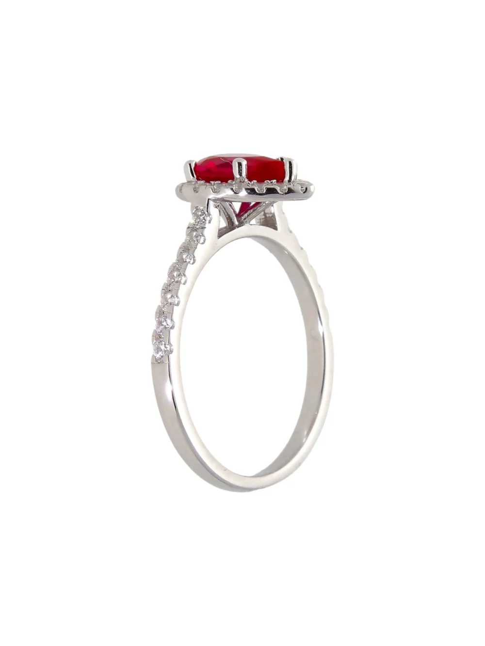 William May Sterling Silver Red Cubic Zirconia Pear Shaped Cluster Ring, view 2