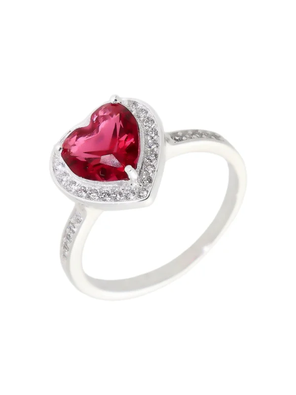 William May Sterling Silver Red Heart Cubic Zirconia Ring