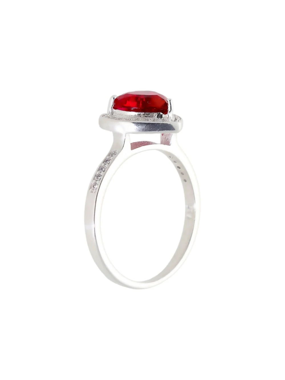 William May Sterling Silver Red Heart Cubic Zirconia Ring, view 2