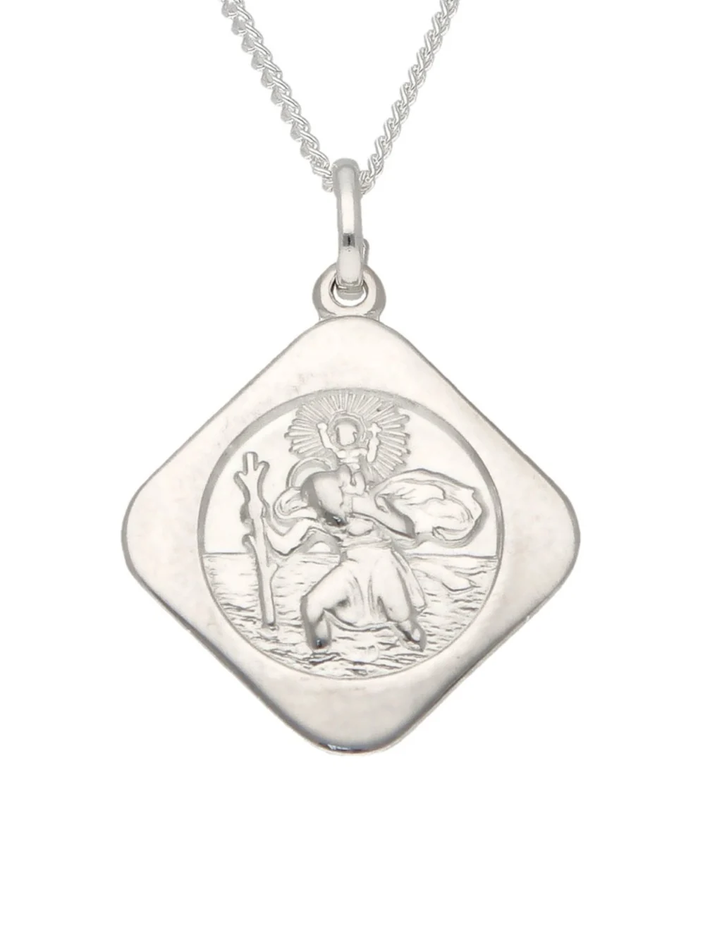 William May Sterling Silver Reverse Square St Christopher & 20" Necklace, view 5