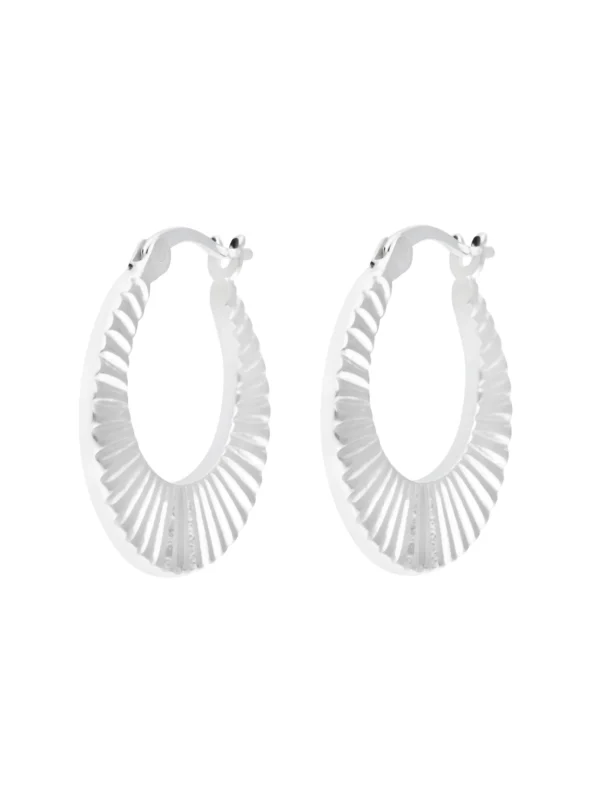 William May Sterling Silver Ridged Creole Hoop Earrings