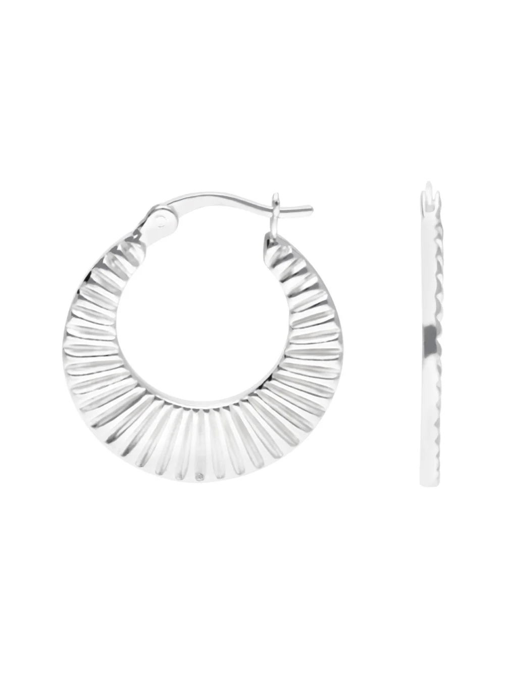 William May Sterling Silver Ridged Creole Hoop Earrings, view 2