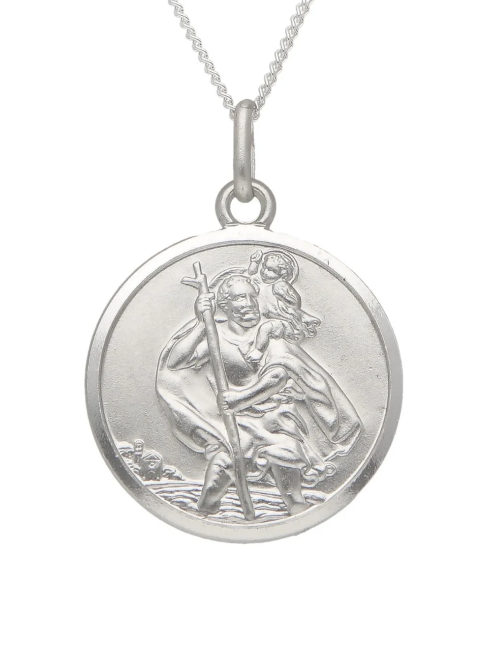 William May Sterling Silver Round St Christopher 20" Pendant Necklace, view 2