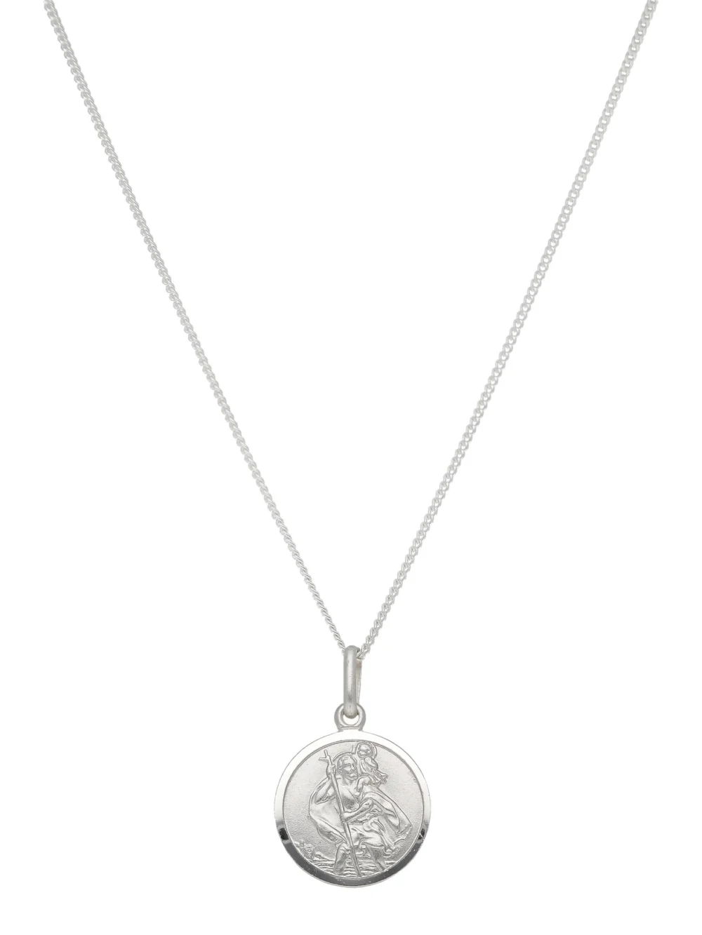 William May Sterling Silver Round St Christopher & 20" Chain Necklace