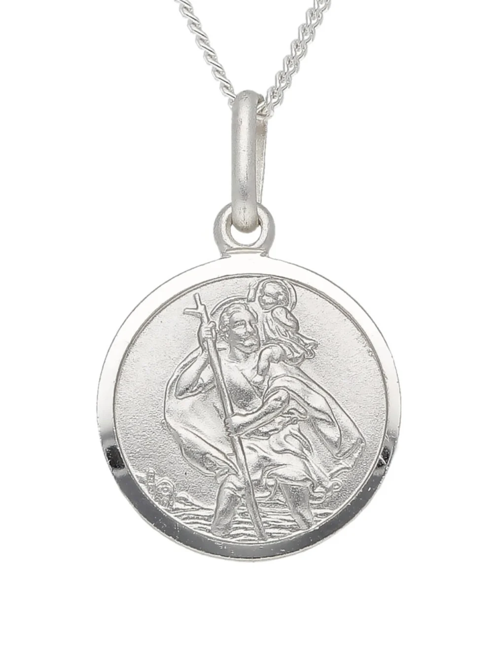 William May Sterling Silver Round St Christopher & 20" Chain Necklace, view 2