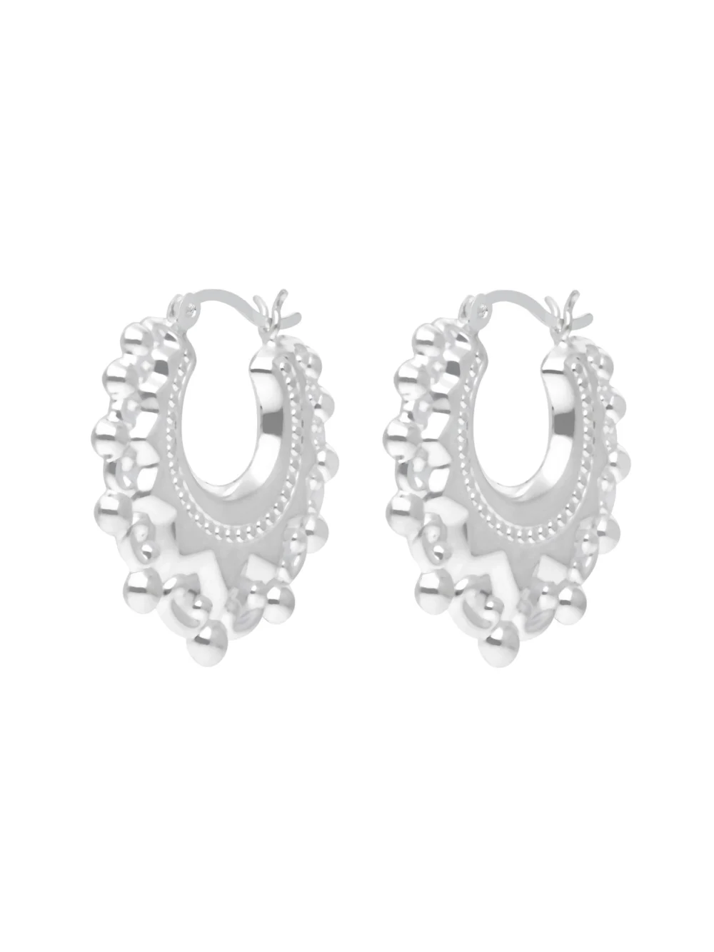 William May Sterling Silver Round Traditional Style Creole Hoop Earrings