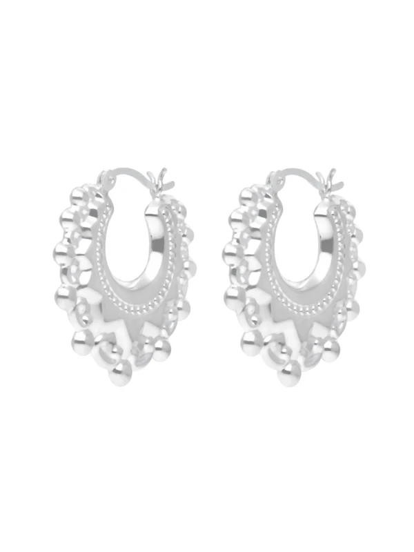 William May Sterling Silver Round Traditional Style Creole Hoop Earrings