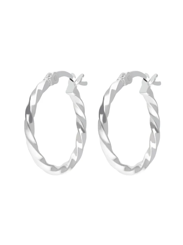 William May Sterling Silver Round Twist Patterned Hoop Earrings
