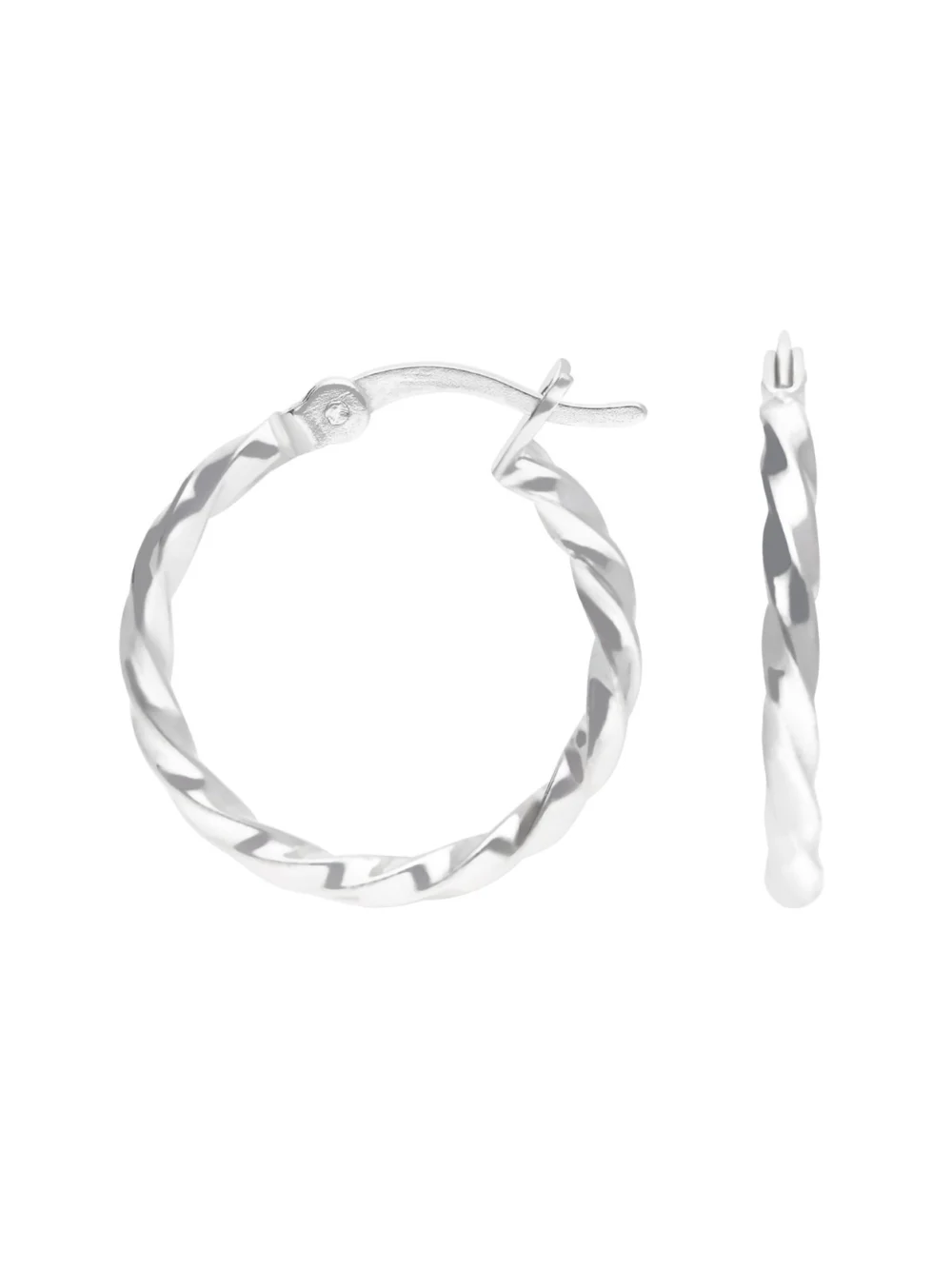 William May Sterling Silver Round Twist Patterned Hoop Earrings, view 2