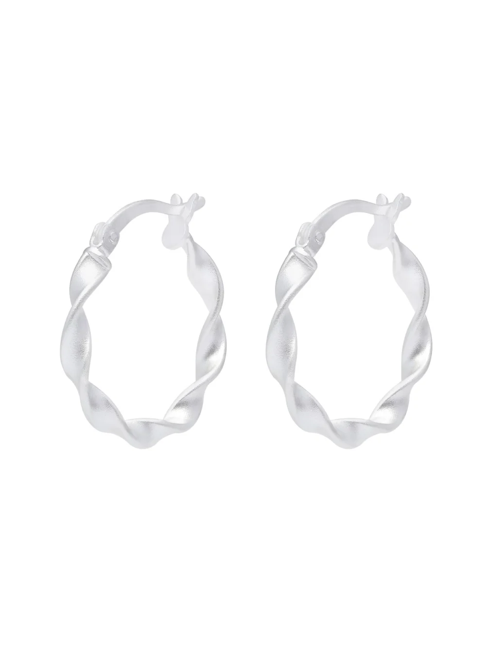 William May Sterling Silver Satin Twist Hoop Creole Earrings