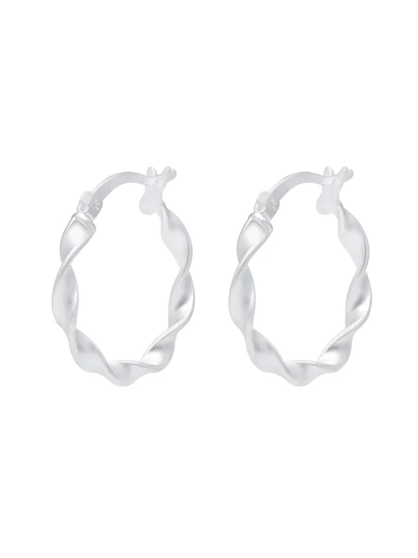 William May Sterling Silver Satin Twist Hoop Creole Earrings