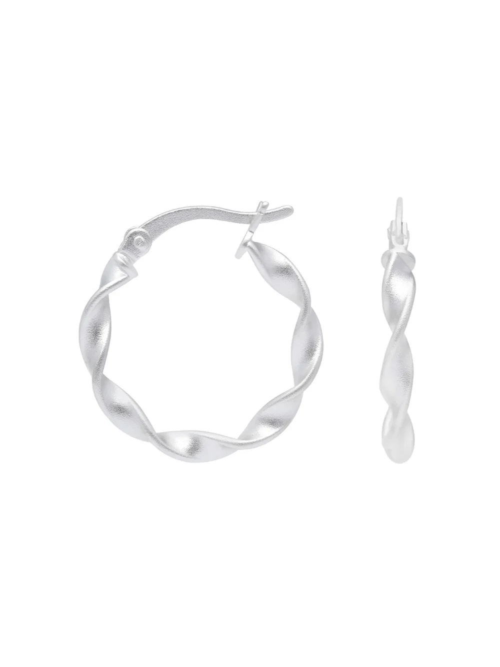 William May Sterling Silver Satin Twist Hoop Creole Earrings, view 2