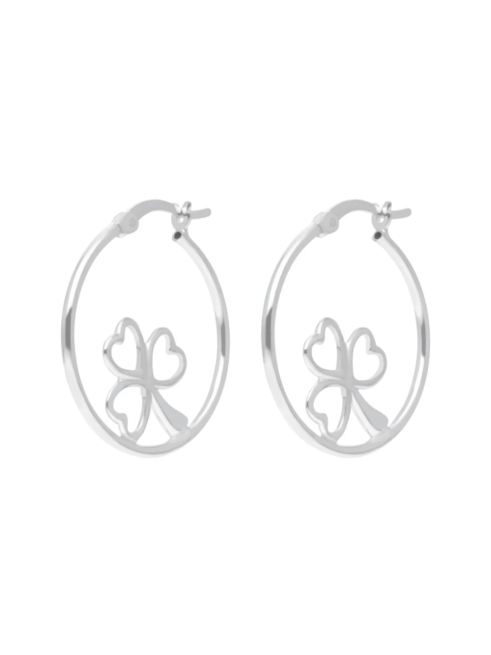 William May Sterling Silver Shamrock Clover Hoop Creole Earrings