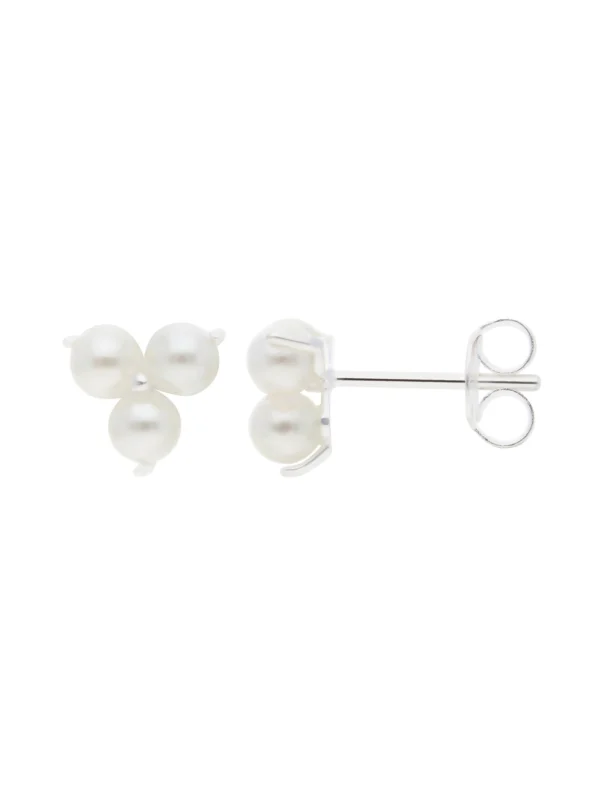 William May Sterling Silver Simulated Pearl Trilogy Stud Earrings